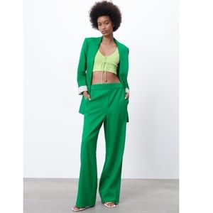 Zara printed cuff, linen blend blazer and trousers. With tags.